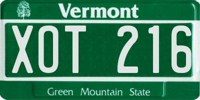 VT license plate XOT216