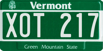 VT license plate XOT217
