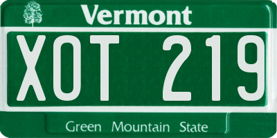 VT license plate XOT219