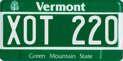 VT license plate XOT220