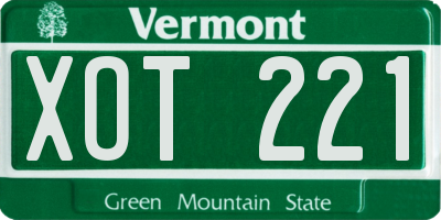 VT license plate XOT221