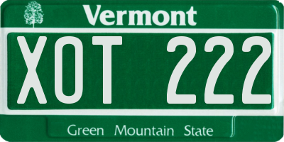 VT license plate XOT222