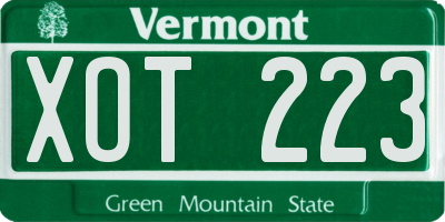 VT license plate XOT223