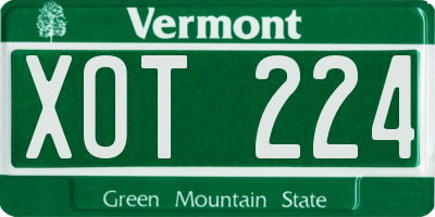 VT license plate XOT224