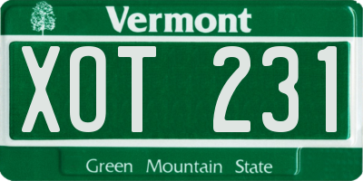 VT license plate XOT231