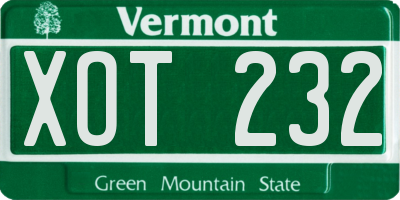 VT license plate XOT232