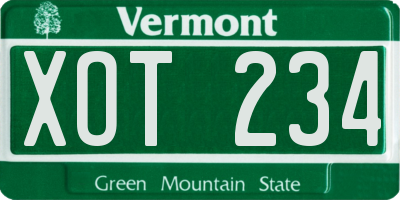VT license plate XOT234
