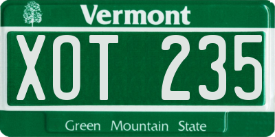 VT license plate XOT235