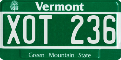 VT license plate XOT236