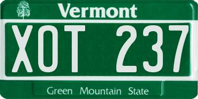 VT license plate XOT237