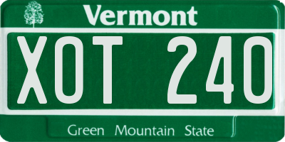 VT license plate XOT240