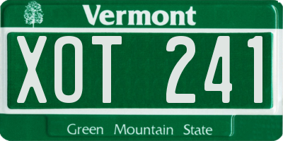VT license plate XOT241