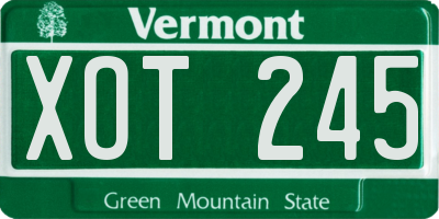 VT license plate XOT245