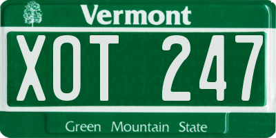 VT license plate XOT247