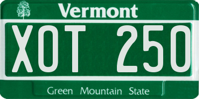 VT license plate XOT250