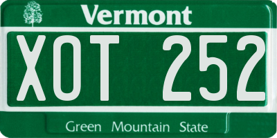 VT license plate XOT252