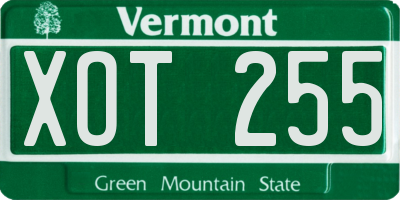 VT license plate XOT255