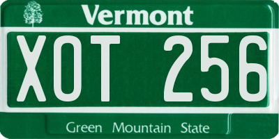 VT license plate XOT256