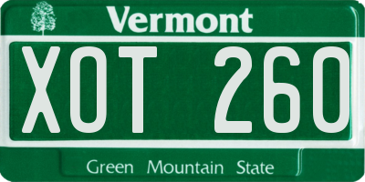 VT license plate XOT260