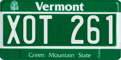 VT license plate XOT261