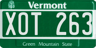 VT license plate XOT263
