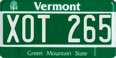 VT license plate XOT265