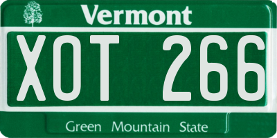 VT license plate XOT266