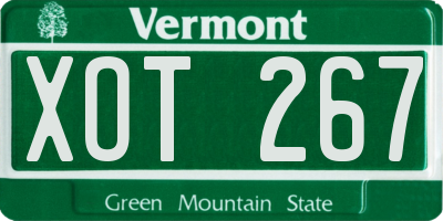 VT license plate XOT267