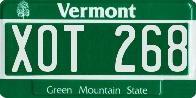 VT license plate XOT268