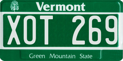 VT license plate XOT269