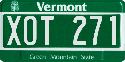 VT license plate XOT271