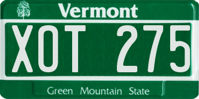 VT license plate XOT275