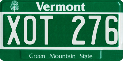 VT license plate XOT276