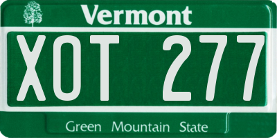 VT license plate XOT277