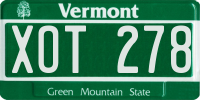 VT license plate XOT278