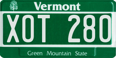 VT license plate XOT280