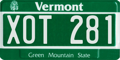VT license plate XOT281