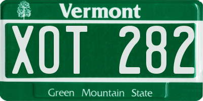 VT license plate XOT282
