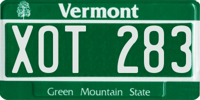 VT license plate XOT283