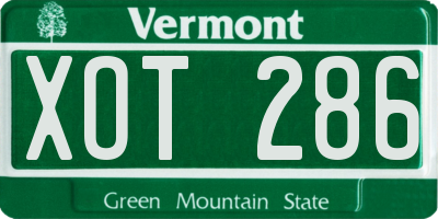 VT license plate XOT286