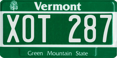 VT license plate XOT287