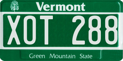 VT license plate XOT288