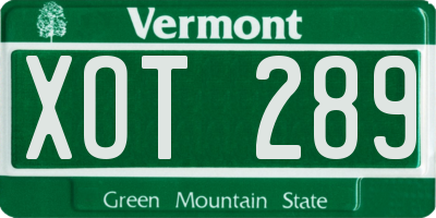 VT license plate XOT289