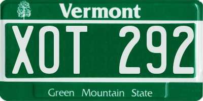 VT license plate XOT292