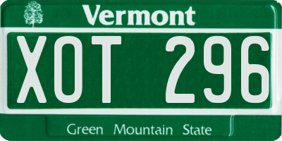 VT license plate XOT296