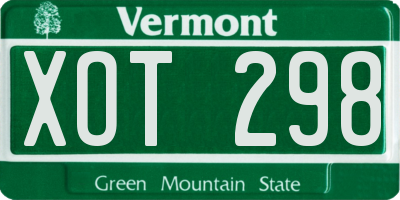 VT license plate XOT298