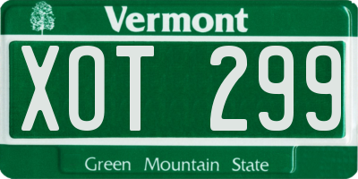 VT license plate XOT299
