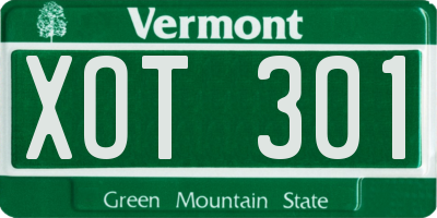 VT license plate XOT301