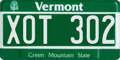 VT license plate XOT302