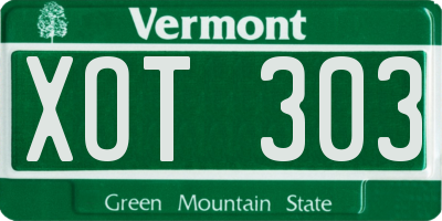 VT license plate XOT303